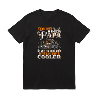 Lustig Ich bin T-Shirt – Biker Papa Shirt mit Chopper Grafik und orangefarbenem Schriftzug – Klassisches T-Shirt in Schwarz