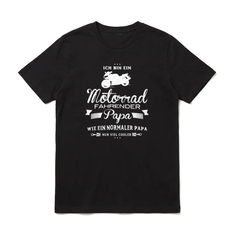 Motorrad fahrender Papa wie T-Shirt – Weißer Motorrad-Spruch und Silhouette – Klassisches T-Shirt in Schwarz