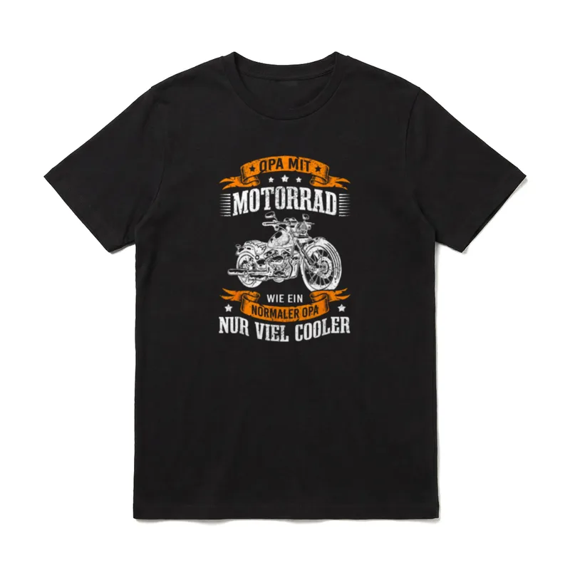 OPA MIT MOTORRAD WIE T-Shirt – Opa mit Motorrad wie ein normaler Opa nur viel cooler – Klassisches T-Shirt in Schwarz