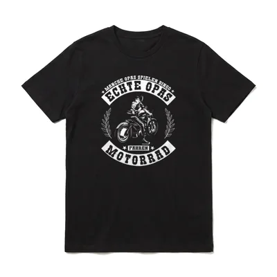 Manche Opas Spielen Bingo T-Shirt – Opa auf Motorrad, Schriftzug Echte Opas Fahren Motorrad – Klassisches T-Shirt in Schwarz