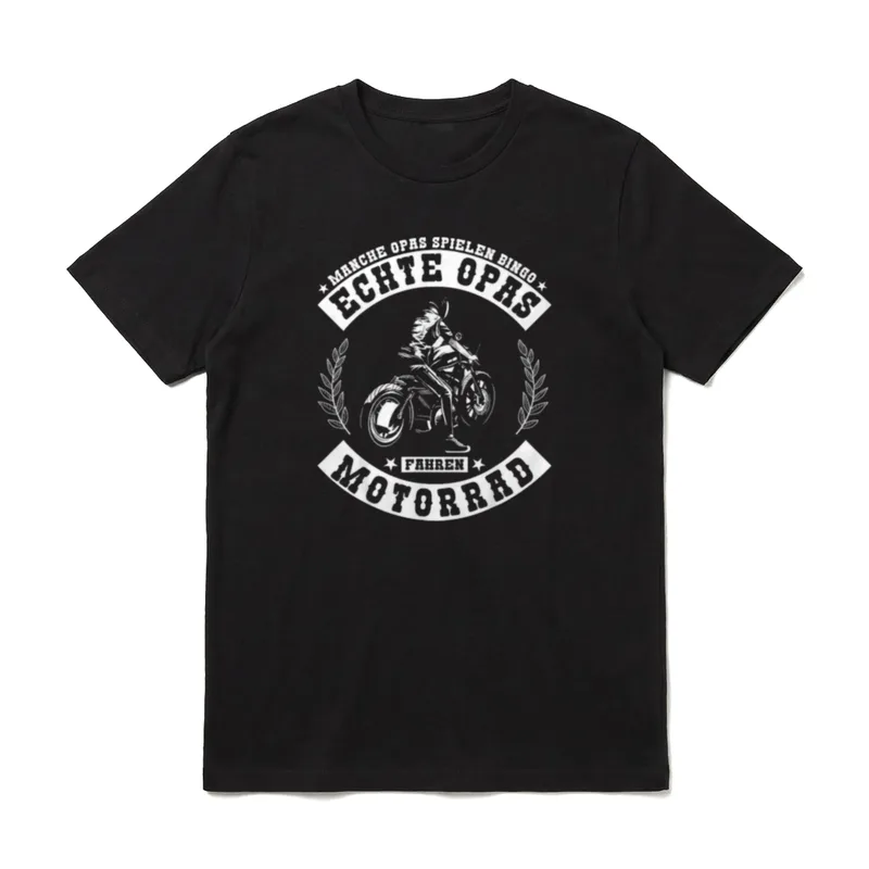 Manche Opas Spielen Bingo T-Shirt – Opa auf Motorrad, Schriftzug Echte Opas Fahren Motorrad – Klassisches T-Shirt in Schwarz