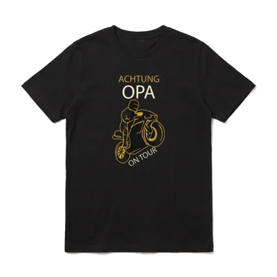 Achtung Opa on Tour T-Shirt – Klassisches T-Shirt in Schwarz