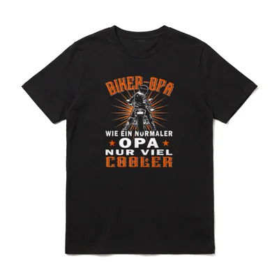 Biker Opa wie T-Shirt – Biker von hinten, Spruch „Biker-Opa … nur viel cooler“ – Klassisches T-Shirt in Schwarz