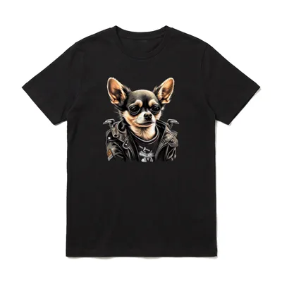 Chihuahua Biker Motorrad Hund T-Shirt – Klassisches T-Shirt in Schwarz