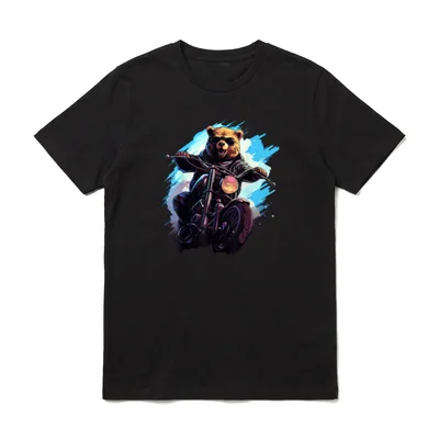 Biker Motorrad Motorradfahrer Bär T-Shirt – Klassisches T-Shirt in Schwarz