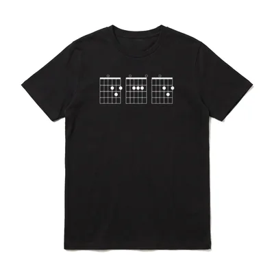 Gitarre Chord Dad T-Shirt – Drei weiße Akkordtabulaturen für Gitarre – Klassisches T-Shirt in Schwarz