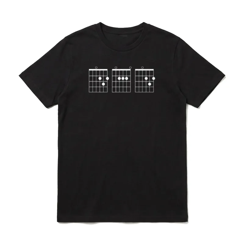 Gitarre Chord Dad T-Shirt – Drei weiße Akkordtabulaturen für Gitarre – Klassisches T-Shirt in Schwarz