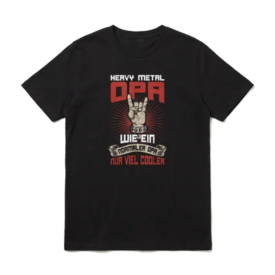 Heavy Metal Opa Spruch T-Shirt – Heavy Metal Opa Spruch mit Haken-Zeichen und roter Schrift – Klassisches T-Shirt in Schwarz
