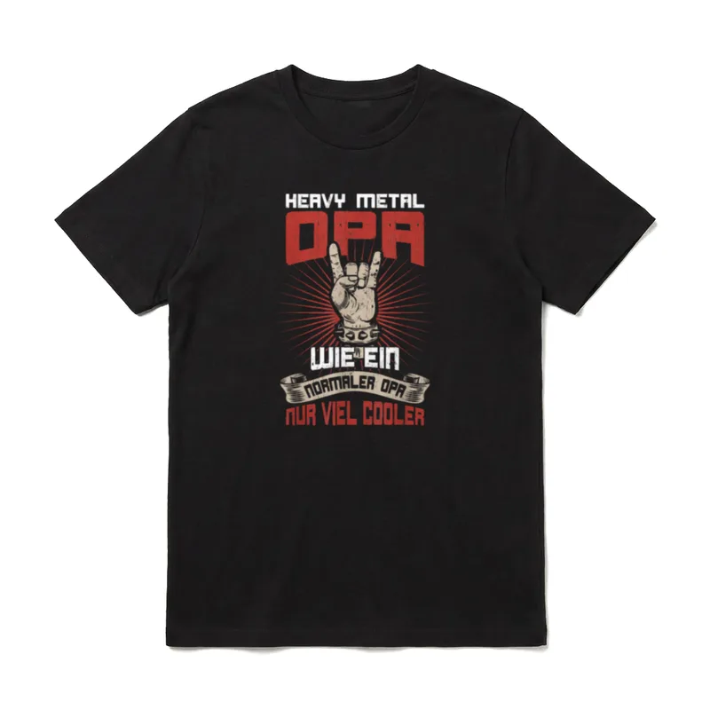 Heavy Metal Opa Spruch T-Shirt – Heavy Metal Opa Spruch mit Haken-Zeichen und roter Schrift – Klassisches T-Shirt in Schwarz