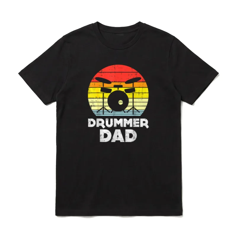 Drummer Dad Sunset Retro T-Shirt – Klassisches T-Shirt in Schwarz