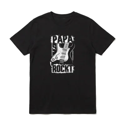 PAPA ROCKT Lustiges Retro T-Shirt – Klassisches T-Shirt in Schwarz