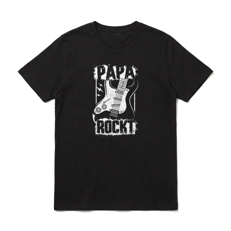 PAPA ROCKT Lustiges Retro T-Shirt – Klassisches T-Shirt in Schwarz