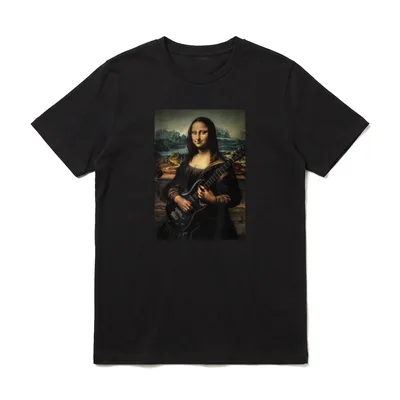 E-Gitarre Mona Lisa Malerei T-Shirt – Klassisches T-Shirt in Schwarz