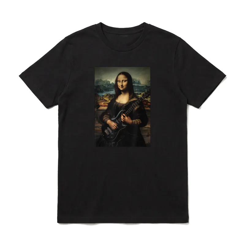 E-Gitarre Mona Lisa Malerei T-Shirt – Klassisches T-Shirt in Schwarz