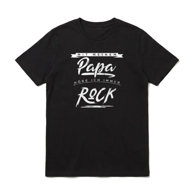 Mit meinem Papa höre T-Shirt – Klassisches T-Shirt in Schwarz