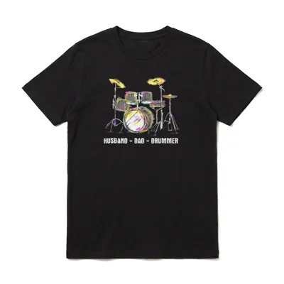 Husband Dad Drummer Proud T-Shirt – Klassisches T-Shirt in Schwarz