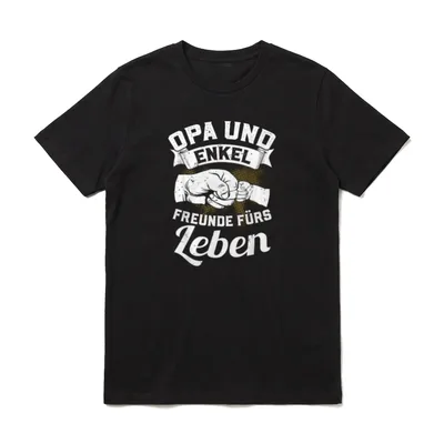 T-Shirt Opa Enkelin – Fingerschnippchen von Opa und Enkel mit dem Text Freunde fürs Leben – Klassisches T-Shirt in Schwarz