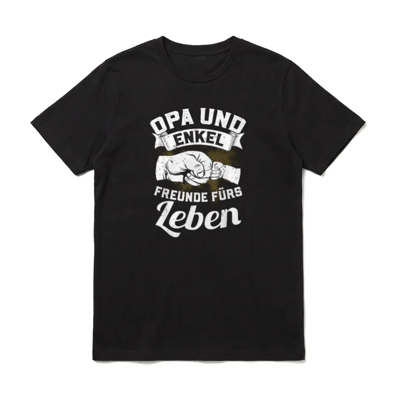 T-Shirt Opa Enkelin – Fingerschnippchen von Opa und Enkel mit dem Text Freunde fürs Leben – Klassisches T-Shirt in Schwarz