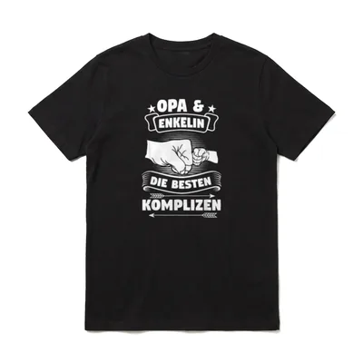 Opa Enkelin Partnerlook T-Shirt – Fisting Motiv mit Text Opa Enkelin Die besten Komplizen – Klassisches T-Shirt in Schwarz