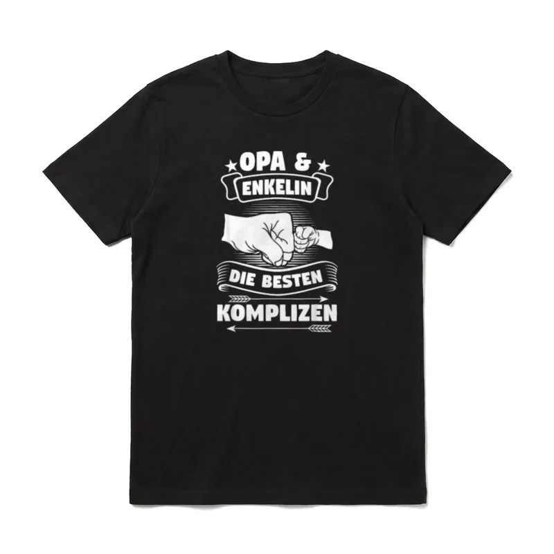 Opa Enkelin Partnerlook T-Shirt – Fisting Motiv mit Text Opa Enkelin Die besten Komplizen – Klassisches T-Shirt in Schwarz