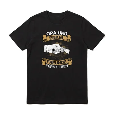 Opa und Enkel Spruch T-Shirt – Fist Bump mit Schriftzug „Opa und Enkel Freunde fürs Leben“ – Klassisches T-Shirt in Schwarz