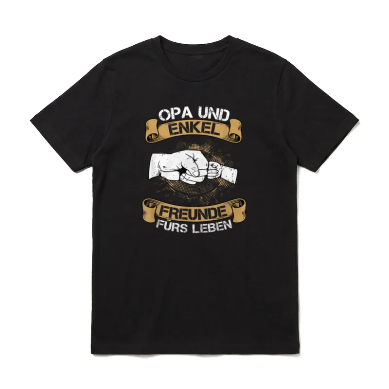 Opa und Enkel Spruch T-Shirt – Fist Bump mit Schriftzug „Opa und Enkel Freunde fürs Leben“ – Klassisches T-Shirt in Schwarz