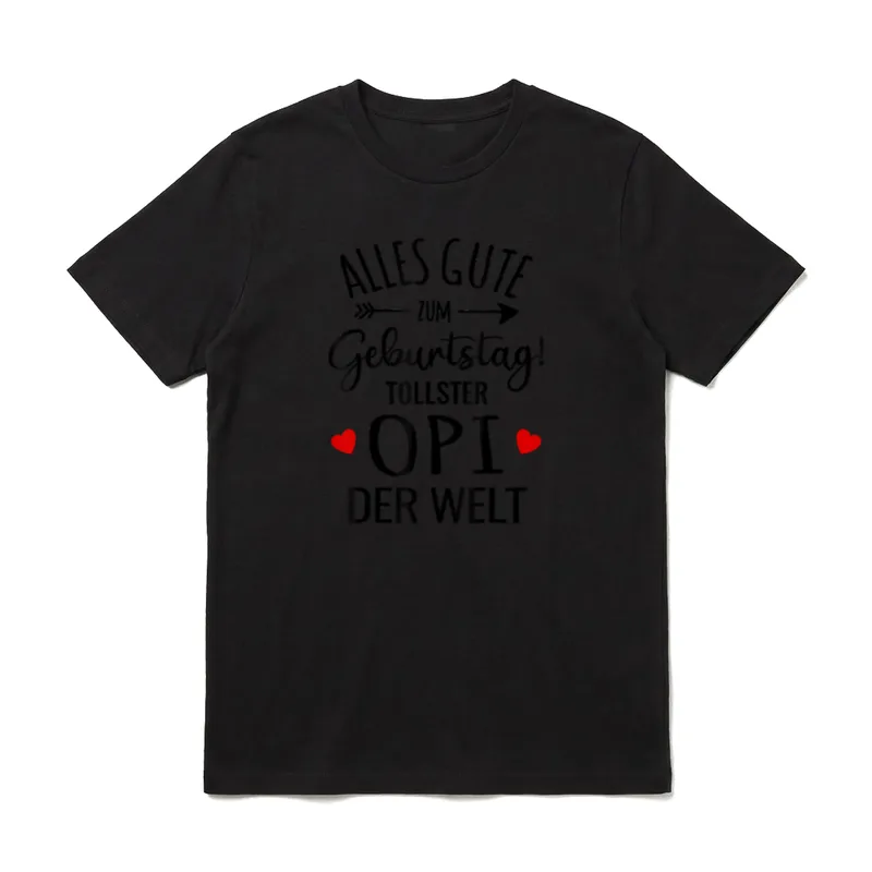 Alles Gute zum Geburtstag T-Shirt – Schriftzug „Tollster Opi der Welt“ mit Pfeil und Herzen – Klassisches T-Shirt in Schwarz