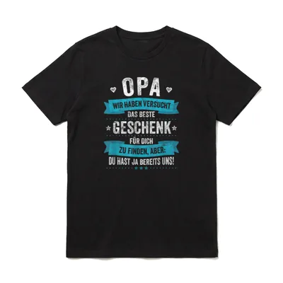 Opa Geburtstag Vatertag Enkelkinder T-Shirt – OPA Spruch auf Banner mit Herzen und Sternen – Klassisches T-Shirt in Schwarz