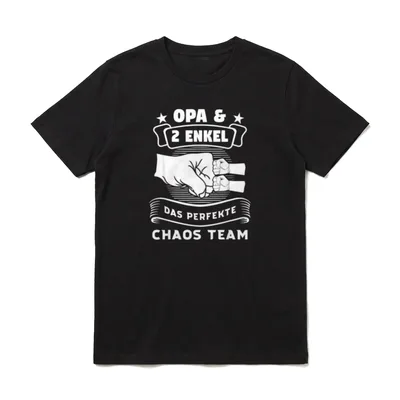 Opa & 2 Enkel Das perfekte T-Shirt – Fingerschlag von Opa und zwei Enkeln mit Textband – Klassisches T-Shirt in Schwarz