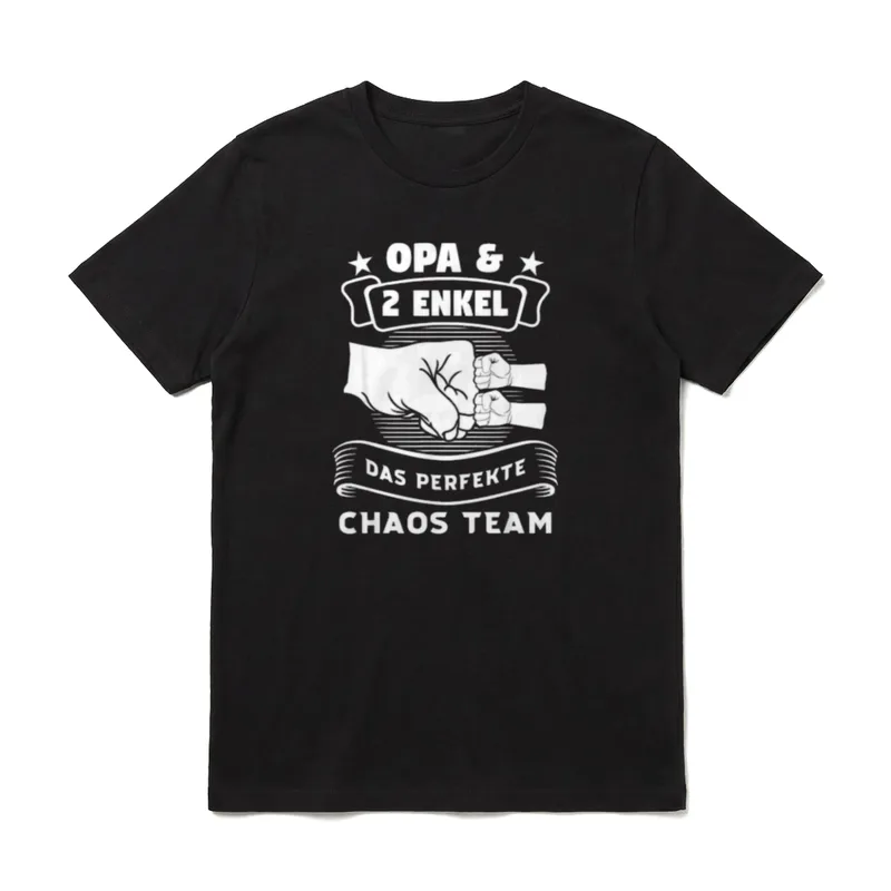 Opa & 2 Enkel Das perfekte T-Shirt – Fingerschlag von Opa und zwei Enkeln mit Textband – Klassisches T-Shirt in Schwarz