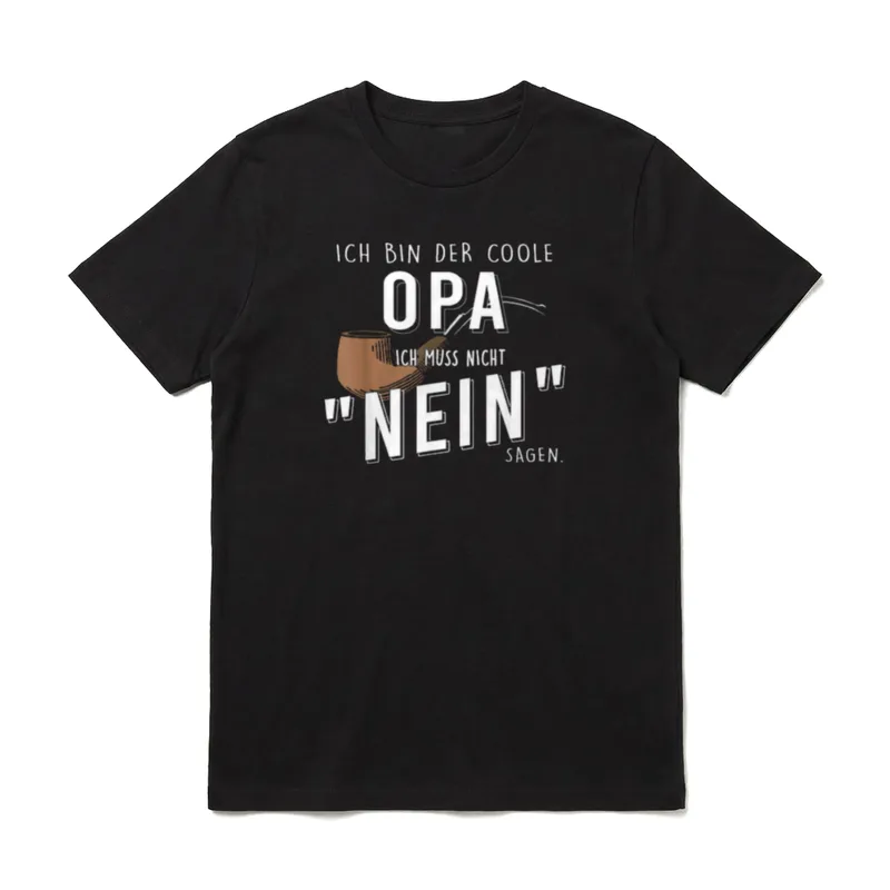 Opa Großvater Enkel Enkelin T-Shirt – Opa Spruch mit Rauche und Text Ich bin der coole Opa – Klassisches T-Shirt in Schwarz