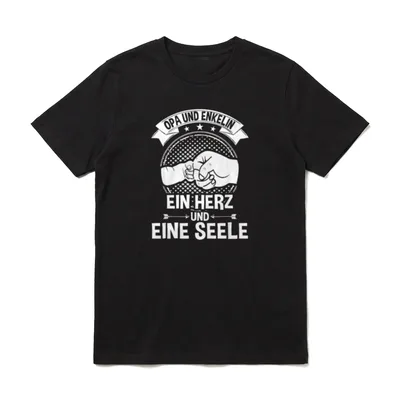 Opa und Enkelin T-Shirt – Faustgruß, Text „Opa und Enkelin, Ein Herz und eine Seele“ – Klassisches T-Shirt in Schwarz