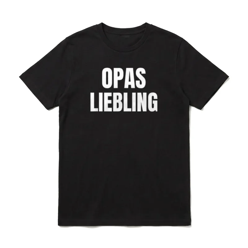 Opas Liebling Enkel Enkelin T-Shirt – Weißer Schriftzug OPAS LIEBLING – Klassisches T-Shirt in Schwarz