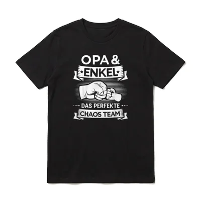 Opa und Enkel Chaos T-Shirt – Fingerschnipp von Opa und Enkel mit Schriftzug Chaos Team – Klassisches T-Shirt in Schwarz