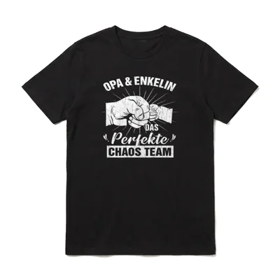 Opa & Enkelin T-Shirt – Fingerschnipp Opa Enkelin Perfekte Chaos Team Schriftzug – Klassisches T-Shirt in Schwarz
