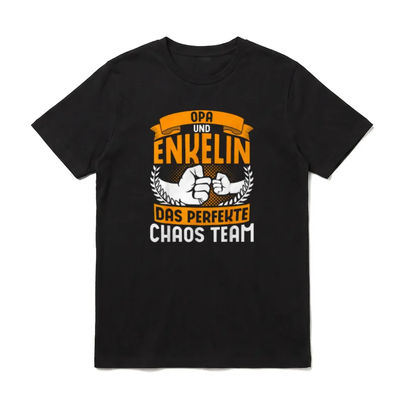 Opa Und Enkelin T-Shirt – Opa und Enkelin, das perfekte Chaos Team, Fauststoß-Grafik – Klassisches T-Shirt in Schwarz