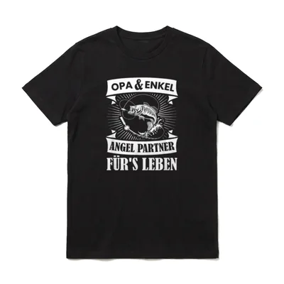 Opa und Enkel Angel T-Shirt – Opa Enkel Angelpartner Sprudelnder Hiebelschlag Banderole – Klassisches T-Shirt in Schwarz