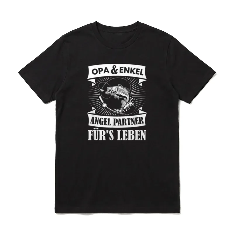 Opa und Enkel Angel T-Shirt – Opa Enkel Angelpartner Sprudelnder Hiebelschlag Banderole – Klassisches T-Shirt in Schwarz