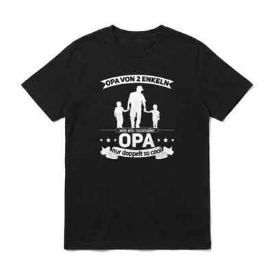 Opa von 2 Enkeln T-Shirt – Opa mit zwei Enkeln, Schriftzug „Opa von 2 Enkeln“ – Klassisches T-Shirt in Schwarz