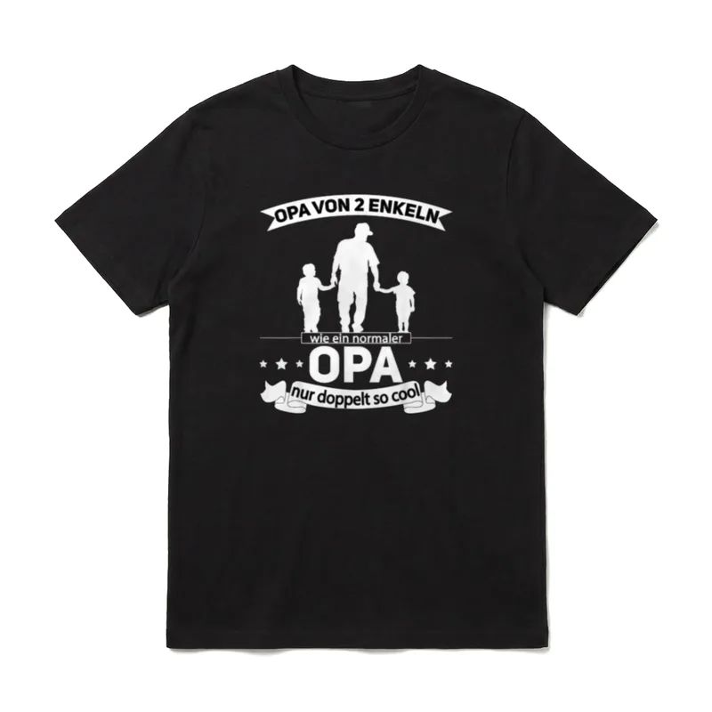 Opa von 2 Enkeln T-Shirt – Opa mit zwei Enkeln, Schriftzug „Opa von 2 Enkeln“ – Klassisches T-Shirt in Schwarz