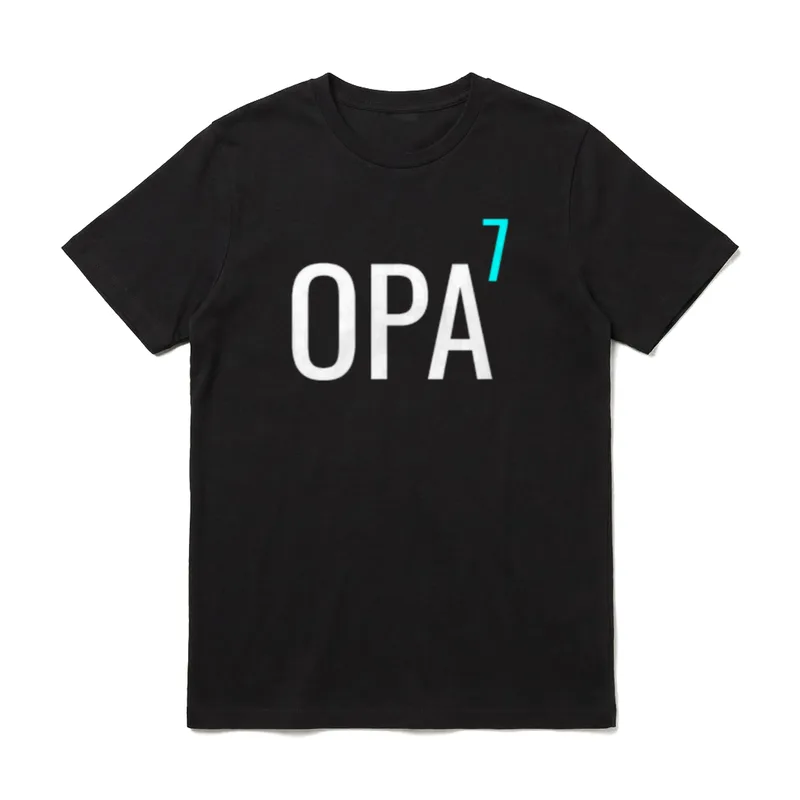 Opa hoch 7 Mathematik-Design T-Shirt – Schriftzug OPA mit hochgestellter türkiser 7 – Klassisches T-Shirt in Schwarz