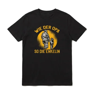 Wie der Opa so T-Shirt – Wie der Opa so die Enkelin Feuerwehr Retro Druck – Klassisches T-Shirt in Schwarz