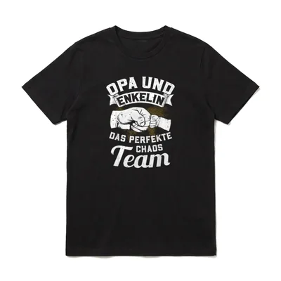 Opa und Enkelin T-Shirt – Opa und Enkelin, Fist Bump, Das perfekte Chaos Team – Klassisches T-Shirt in Schwarz