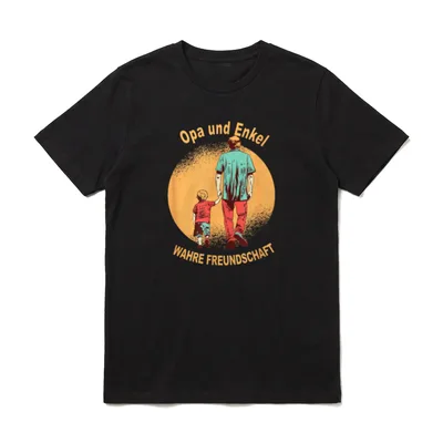 Opa und Enkel Wahre T-Shirt – Rückansicht Opa Enkel Handhalten orange Kreis – Klassisches T-Shirt in Schwarz