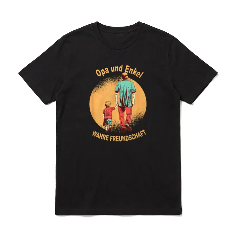 Opa und Enkel Wahre T-Shirt – Rückansicht Opa Enkel Handhalten orange Kreis – Klassisches T-Shirt in Schwarz