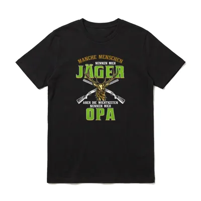 Opa Enkel 2021 Bester T-Shirt – Hirschkopf, gekreuzte Gewehre, Spruch über Jäger und Opa – Klassisches T-Shirt in Schwarz