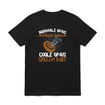 COOLE OPAS SPIELEN DART! T-Shirt – Dartscheibe mit zwei Pfeilen, Spruch über Opas und Dart – Klassisches T-Shirt in Schwarz