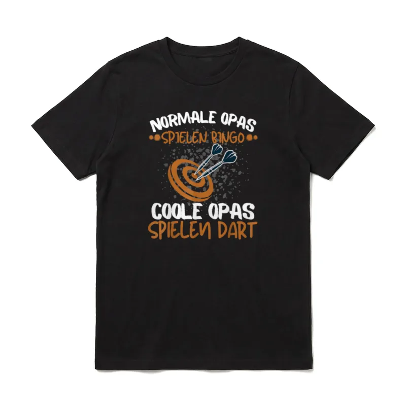COOLE OPAS SPIELEN DART! T-Shirt – Dartscheibe mit zwei Pfeilen, Spruch über Opas und Dart – Klassisches T-Shirt in Schwarz