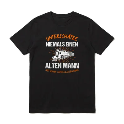 Modelleisenbahn Opa Dampflokomotive Rentner T-Shirt – Klassisches T-Shirt in Schwarz