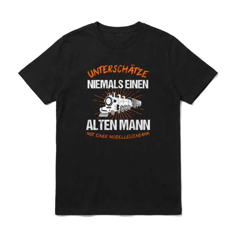 Modelleisenbahn Opa Dampflokomotive Rentner T-Shirt – Klassisches T-Shirt in Schwarz